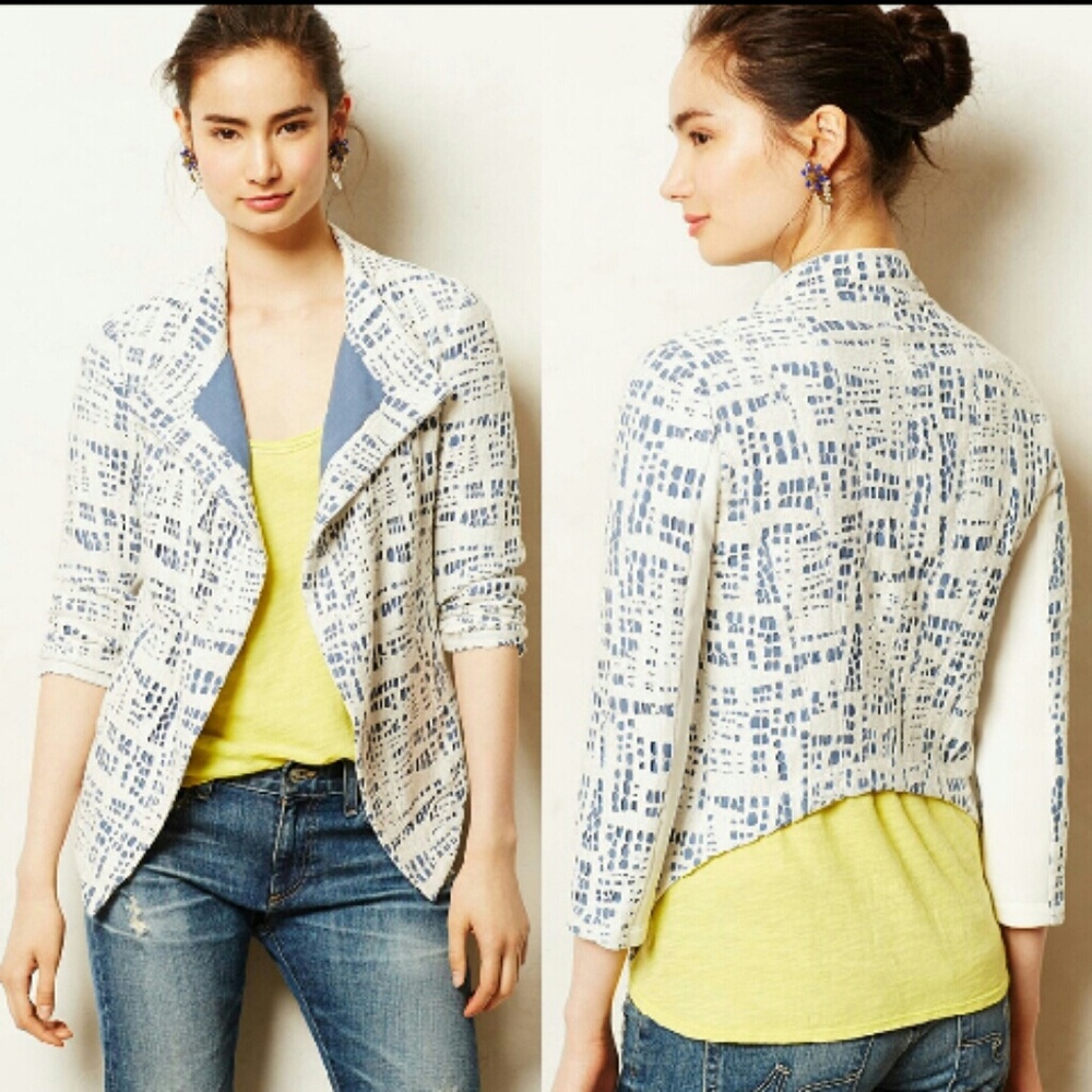 {Anthro} THE ADDISON STORY Indigo Rinse Blazer L
